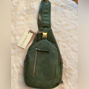 Antik Kraft Boho Sling Bag - Olive Green - Suede (ish)
